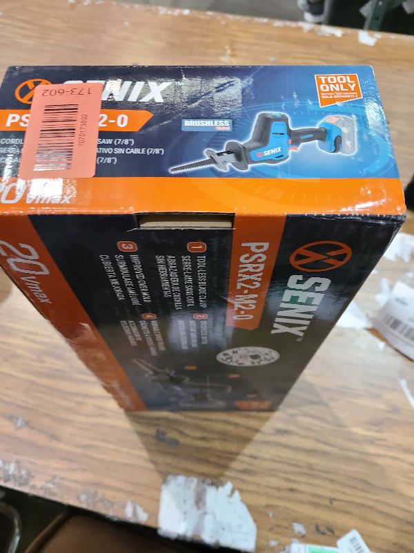 Photo 1 of SENIX PSRX2-M2-0 X2 20 Volt Max* 7/8-Inch Compact Reciprocating Saw Power Tool Set, Variable Speed, 3000 SPM Max, Tool-Less Blade Clamp, 3-Mode LED Light, Tool Only, Battery Not Included