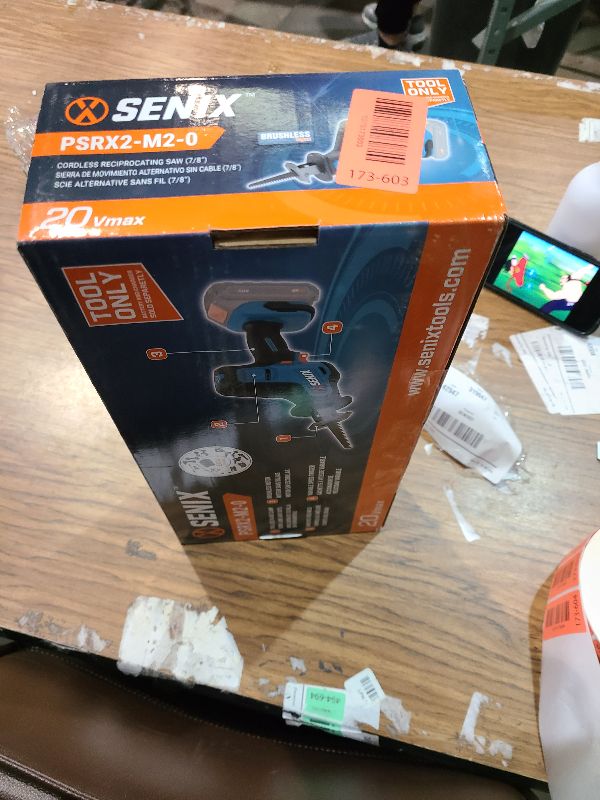 Photo 1 of SENIX PSRX2-M2-0 X2 20 Volt Max* 7/8-Inch Compact Reciprocating Saw Power Tool Set, Variable Speed, 3000 SPM Max, Tool-Less Blade Clamp, 3-Mode LED Light, Tool Only, Battery Not Included