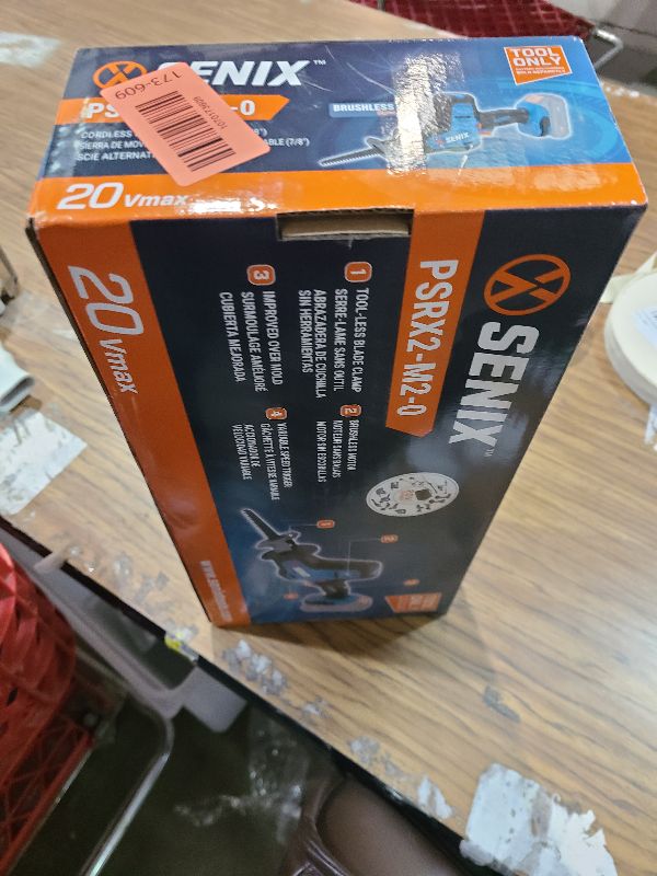 Photo 1 of SENIX PSRX2-M2-0 X2 20 Volt Max* 7/8-Inch Compact Reciprocating Saw Power Tool Set, Variable Speed, 3000 SPM Max, Tool-Less Blade Clamp, 3-Mode LED Light, Tool Only, Battery Not Included