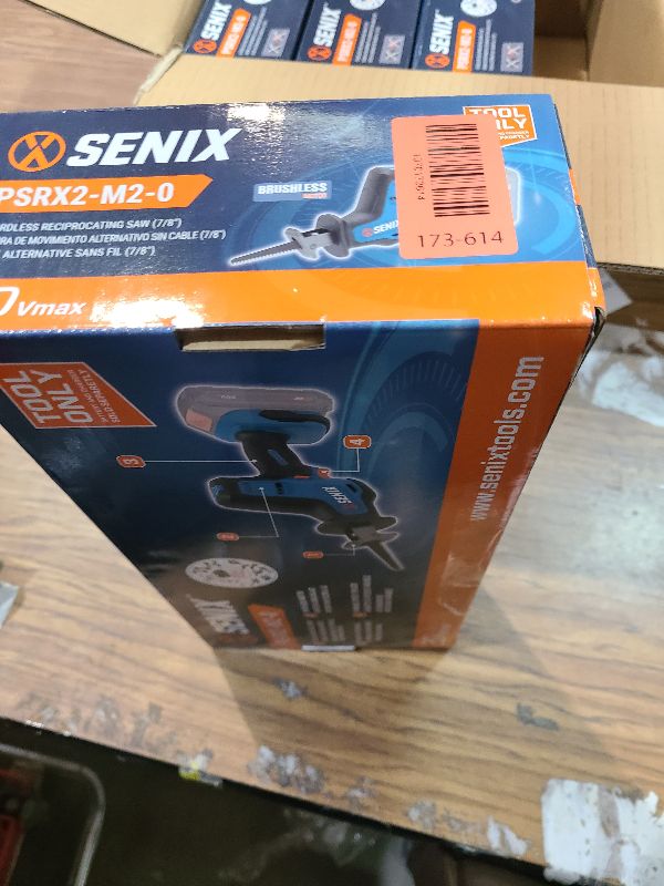 Photo 1 of SENIX PSRX2-M2-0 X2 20 Volt Max* 7/8-Inch Compact Reciprocating Saw Power Tool Set, Variable Speed, 3000 SPM Max, Tool-Less Blade Clamp, 3-Mode LED Light, Tool Only, Battery Not Included