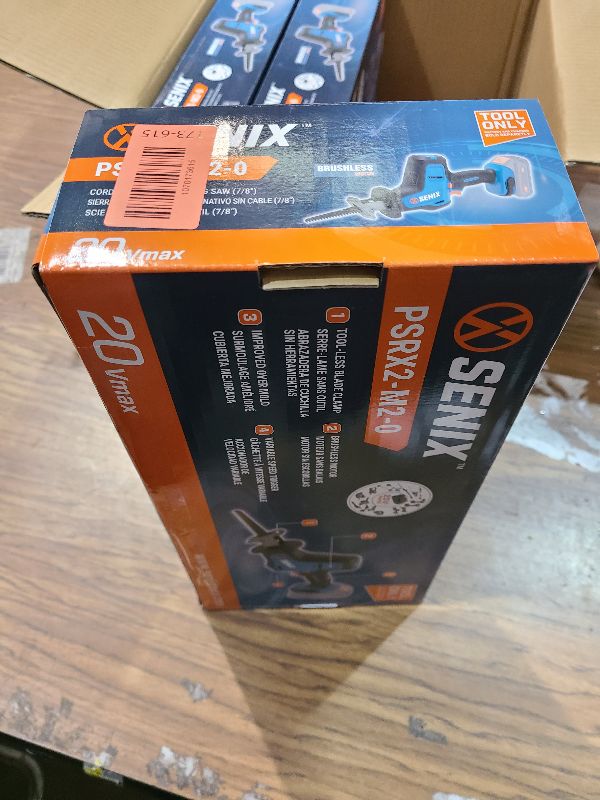 Photo 1 of SENIX PSRX2-M2-0 X2 20 Volt Max* 7/8-Inch Compact Reciprocating Saw Power Tool Set, Variable Speed, 3000 SPM Max, Tool-Less Blade Clamp, 3-Mode LED Light, Tool Only, Battery Not Included