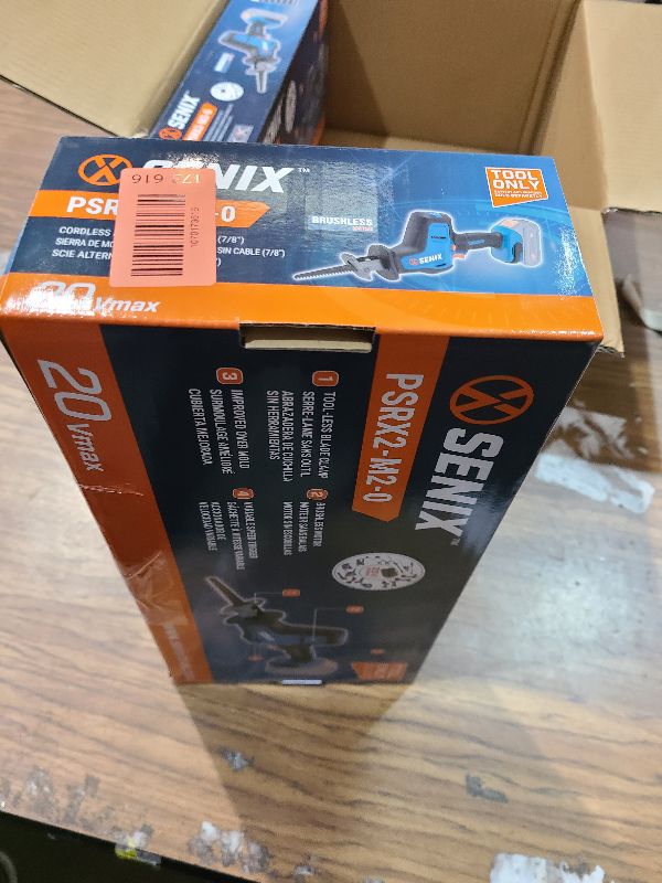 Photo 1 of SENIX PSRX2-M2-0 X2 20 Volt Max* 7/8-Inch Compact Reciprocating Saw Power Tool Set, Variable Speed, 3000 SPM Max, Tool-Less Blade Clamp, 3-Mode LED Light, Tool Only, Battery Not Included