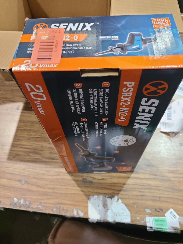 Photo 1 of SENIX PSRX2-M2-0 X2 20 Volt Max* 7/8-Inch Compact Reciprocating Saw Power Tool Set, Variable Speed, 3000 SPM Max, Tool-Less Blade Clamp, 3-Mode LED Light, Tool Only, Battery Not Included