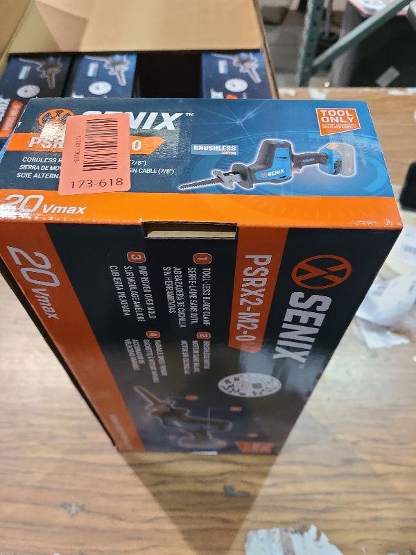 Photo 1 of SENIX PSRX2-M2-0 X2 20 Volt Max* 7/8-Inch Compact Reciprocating Saw Power Tool Set, Variable Speed, 3000 SPM Max, Tool-Less Blade Clamp, 3-Mode LED Light, Tool Only, Battery Not Included