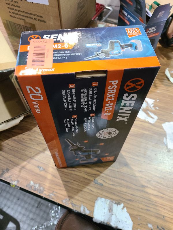 Photo 1 of SENIX PSRX2-M2-0 X2 20 Volt Max* 7/8-Inch Compact Reciprocating Saw Power Tool Set, Variable Speed, 3000 SPM Max, Tool-Less Blade Clamp, 3-Mode LED Light, Tool Only, Battery Not Included