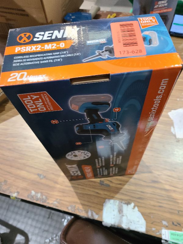 Photo 1 of SENIX PSRX2-M2-0 X2 20 Volt Max* 7/8-Inch Compact Reciprocating Saw Power Tool Set, Variable Speed, 3000 SPM Max, Tool-Less Blade Clamp, 3-Mode LED Light, Tool Only, Battery Not Included