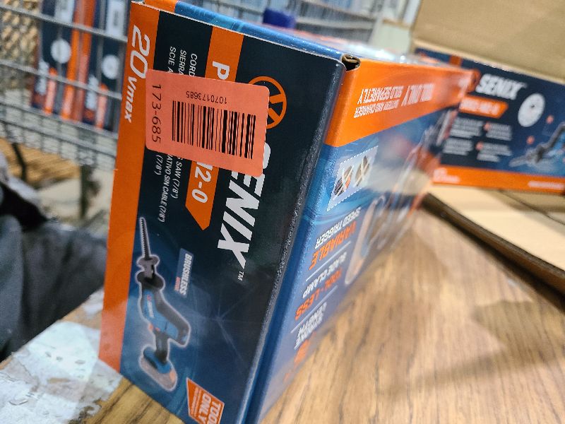 Photo 1 of SENIX PSRX2-M2-0 X2 20 Volt Max* 7/8-Inch Compact Reciprocating Saw Power Tool Set, Variable Speed, 3000 SPM Max, Tool-Less Blade Clamp, 3-Mode LED Light, Tool Only, Battery Not Included