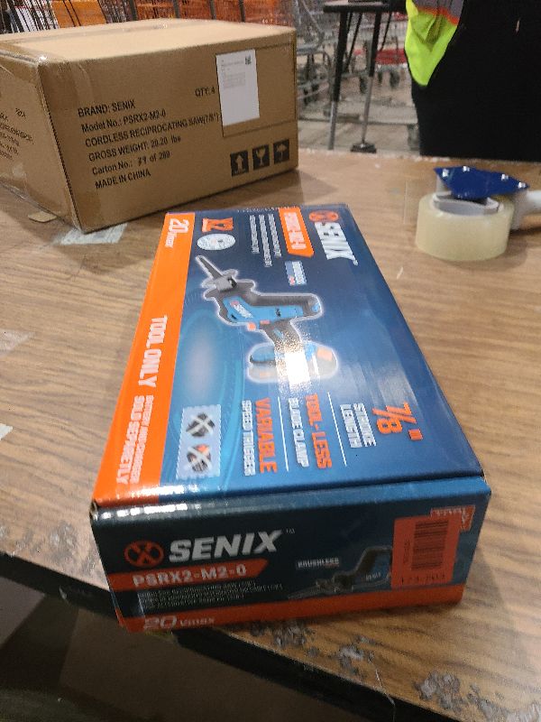 Photo 1 of SENIX PSRX2-M2-0 X2 20 Volt Max* 7/8-Inch Compact Reciprocating Saw Power Tool Set, Variable Speed, 3000 SPM Max, Tool-Less Blade Clamp, 3-Mode LED Light, Tool Only, Battery Not Included