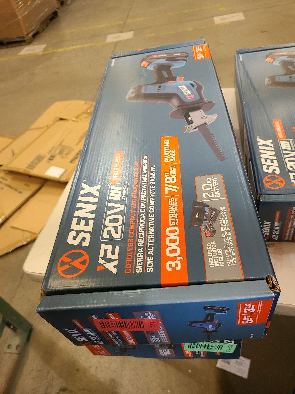 Photo 1 of SENIX PSRX2-M2-0 X2 20 Volt Max* 7/8-Inch Compact Reciprocating Saw Power Tool Set, Variable Speed, 3000 SPM Max, Tool-Less Blade Clamp, 3-Mode LED Light, Tool Only, Battery Not Included