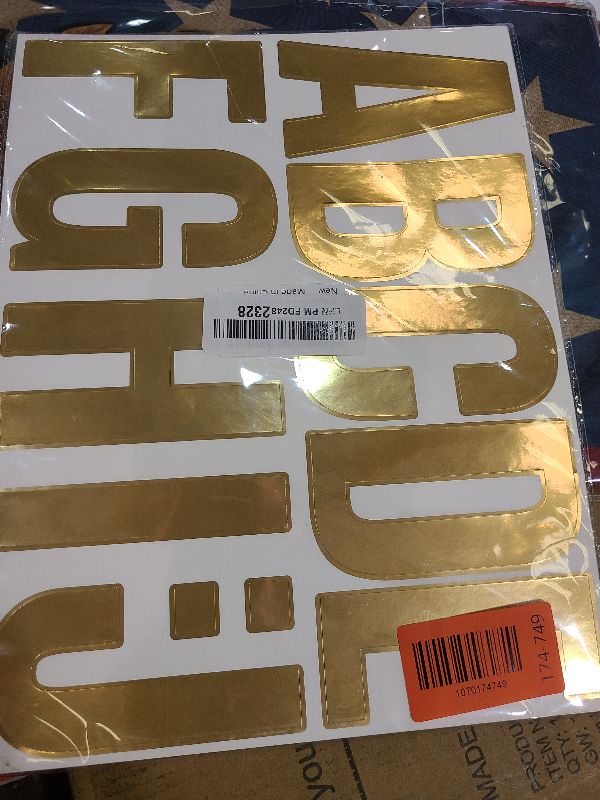 Photo 1 of 15 Sheets Gold Letter Stickers 4 Inch, Gold Large Vinyl Letter and Number Stickers Waterproof, Golden Big Alphabet Letter ABC Decals Labels Self-Adhesive for Mailbox Poster Bulletin Board Signs DIY