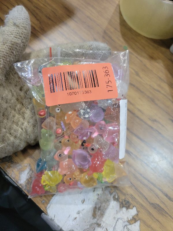 Photo 1 of 107Pcs Luminous Mini Resin Animals Mini Animals Figures to Hide Miniature Figurines Glow in Dark Ducks Dinosaurs Frogs, 7 Combination Sets for Landscape Dollhouse Decor Fairy Garden Accessories