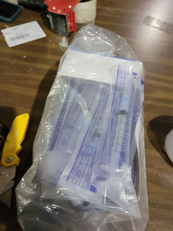 Photo 1 of 100 Pack Disposable 3ml/cc Lab Syringes with 23Ga 1 Inch Needle Luer Lock, Individually Sealed Packed