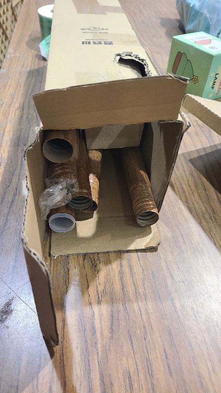 Photo 1 of 2 Pack Wood Curtain Rods for Windows 48 to 84 Inch, Adjustable Decorative 1'' Heavy Duty Metal Curtain Rod with Modern Faux Wood Grain Finials, Rustic Farmhouse Bedroom Boho Drapery Pole