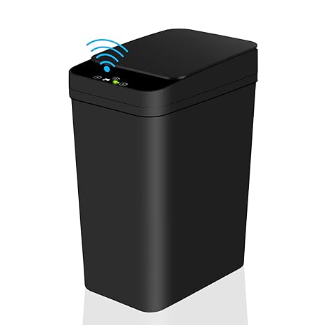 Photo 1 of **MSRP 15.99**BATHROOM TRASH CAN WITH LID, KOEYLE 2 PACK 2.2 GALLON AUTOMATIC TOUCHLESS GARBAGE CAN, SMALL MOTION SENSOR SMART TRASH CAN, SLIM WATERPROOF TRASH BIN FOR BEDROOM, BATHROOM, OFFICE, LIVING ROOM (BLACK)