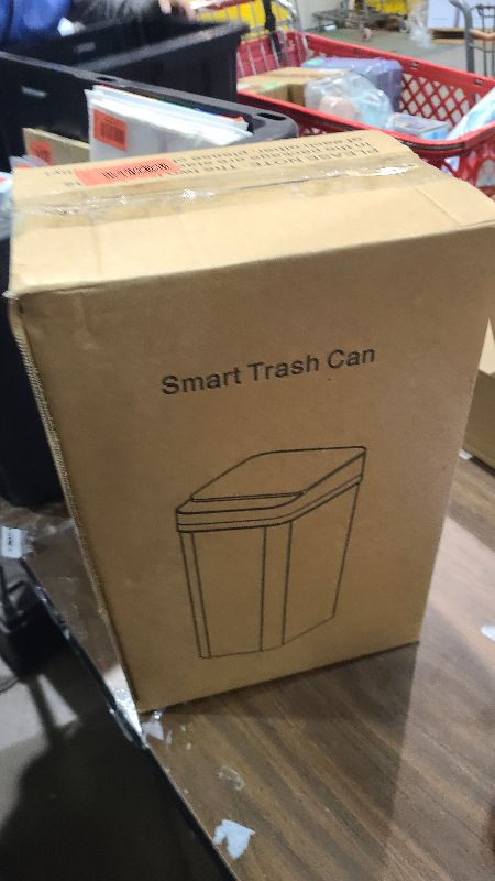 Photo 1 of **MSRP 15.99**BATHROOM TRASH CAN WITH LID, KOEYLE 2 PACK 2.2 GALLON AUTOMATIC TOUCHLESS GARBAGE CAN, SMALL MOTION SENSOR SMART TRASH CAN, SLIM WATERPROOF TRASH BIN FOR BEDROOM, BATHROOM, OFFICE, LIVING ROOM (BLACK)