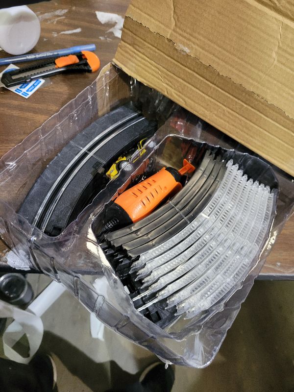 Photo 1 of 2-in-1 Slot Car Race Track Set with 4 High-Speed Cars, Electric Track, Dual Racing Game with 2 Controllers, Circular Overpass Design Featuring Flash Tracks. Toy Gift for Boys Kids Ages 4-6 6-8 8-12