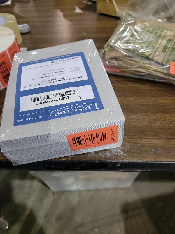 Photo 1 of 100 Pack Silver Metallic A7 Envelopes - Elegant Contour Pointed Flap - 5.25" x 7.25" - Premium 28lb Bond - Gummed - Laser Printer Compatible - Wedding, Anniversary, New Year Events