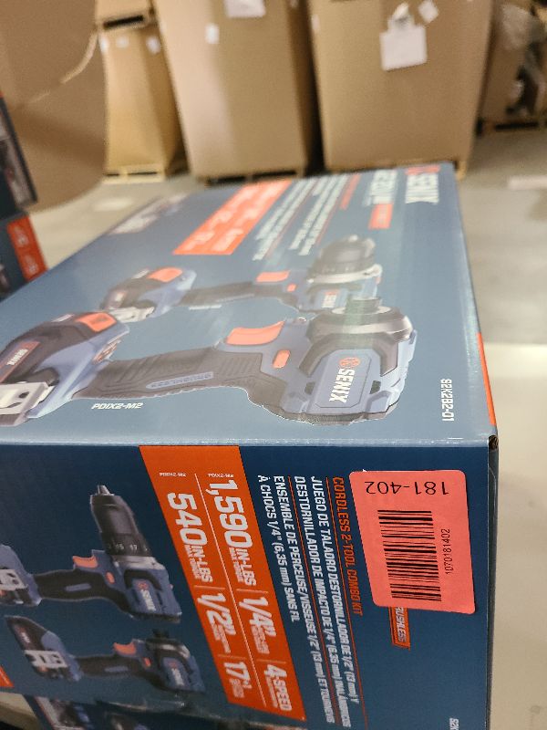 Photo 1 of SENIX X2 20 Volt Max* 2-Piece Cordless Power Tool Kit with Battery Powered 1/2-Inch Drill Driver and 1/4-Inch Impact Driver, Includes Storage Bag, 2 2.0 Ah Batteries & Charger (S2K2B2-01)