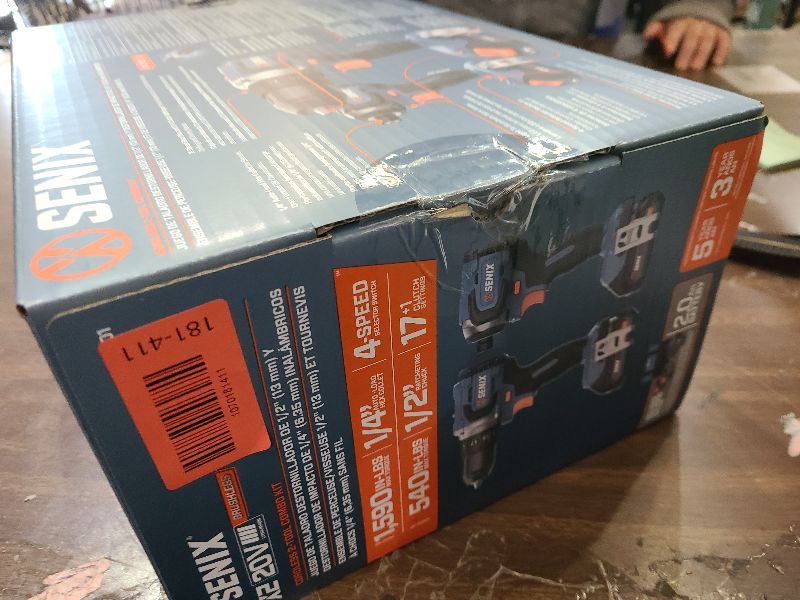 Photo 1 of SENIX X2 20 Volt Max* 2-Piece Cordless Power Tool Kit with Battery Powered 1/2-Inch Drill Driver and 1/4-Inch Impact Driver, Includes Storage Bag, 2 2.0 Ah Batteries & Charger (S2K2B2-01)