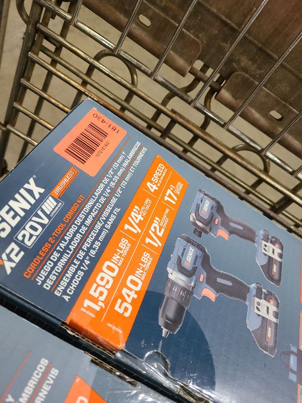 Photo 1 of SENIX X2 20 Volt Max* 2-Piece Cordless Power Tool Kit with Battery Powered 1/2-Inch Drill Driver and 1/4-Inch Impact Driver, Includes Storage Bag, 2 2.0 Ah Batteries & Charger (S2K2B2-01)