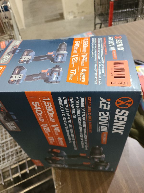 Photo 1 of SENIX X2 20 Volt Max* 2-Piece Cordless Power Tool Kit with Battery Powered 1/2-Inch Drill Driver and 1/4-Inch Impact Driver, Includes Storage Bag, 2 2.0 Ah Batteries & Charger (S2K2B2-01)