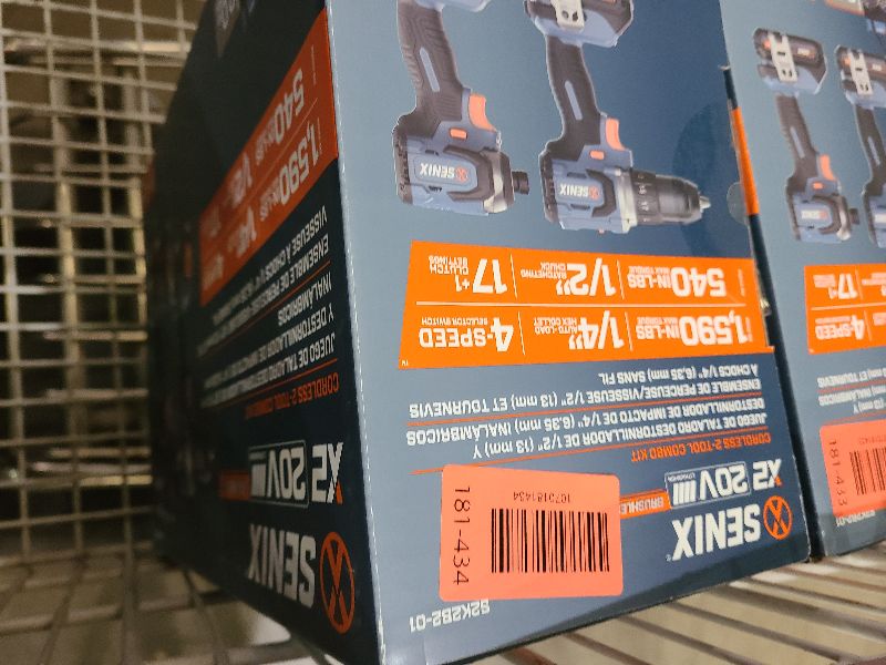 Photo 1 of SENIX X2 20 Volt Max* 2-Piece Cordless Power Tool Kit with Battery Powered 1/2-Inch Drill Driver and 1/4-Inch Impact Driver, Includes Storage Bag, 2 2.0 Ah Batteries & Charger (S2K2B2-01)