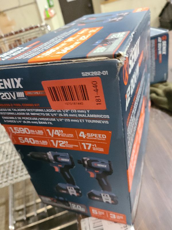 Photo 1 of SENIX X2 20 Volt Max* 2-Piece Cordless Power Tool Kit with Battery Powered 1/2-Inch Drill Driver and 1/4-Inch Impact Driver, Includes Storage Bag, 2 2.0 Ah Batteries & Charger (S2K2B2-01)