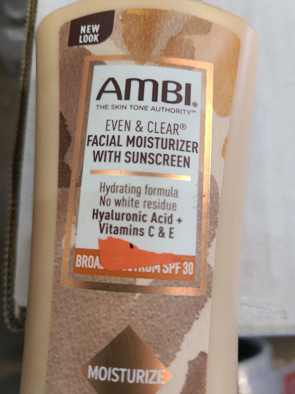 Photo 1 of Ambi Even & Clear Cocoa Butter Facial Moisturizer With Sunscreen  Nutrient-Rich Sweet Potato Complex | Hydrating Formula | Helps Even Skin Tone | 3.5 Ounce