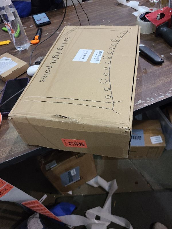 Photo 1 of 10Ft String Light Poles 4 Pack,Light Poles for Outside Lights,Outdoor with Fence Brackets Hanging Lights,Metal Stand Deck Patio Backyard