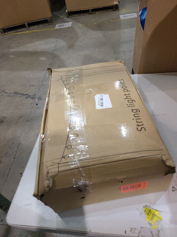 Photo 1 of 10Ft String Light Poles 4 Pack,Light Poles for Outside Lights,Outdoor with Fence Brackets Hanging Lights,Metal Stand Deck Patio Backyard