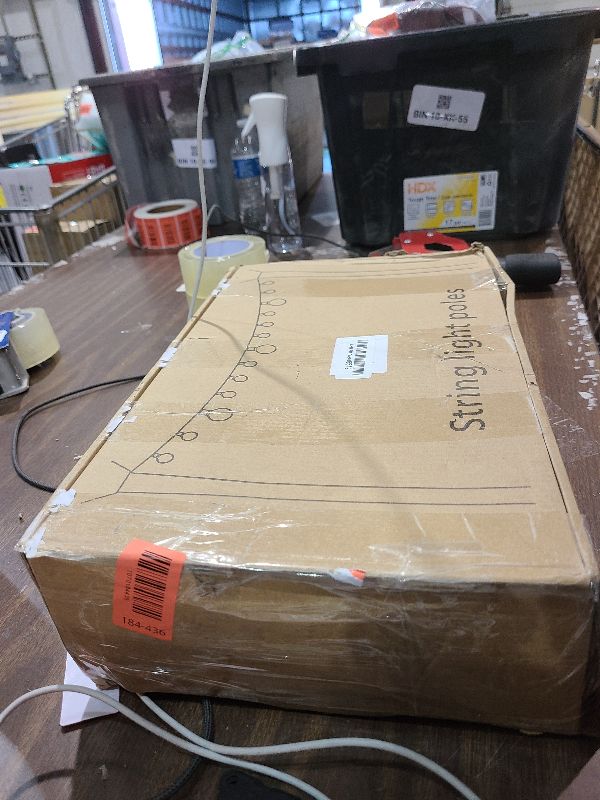 Photo 1 of 10Ft String Light Poles 4 Pack,Light Poles for Outside Lights,Outdoor with Fence Brackets Hanging Lights,Metal Stand Deck Patio Backyard