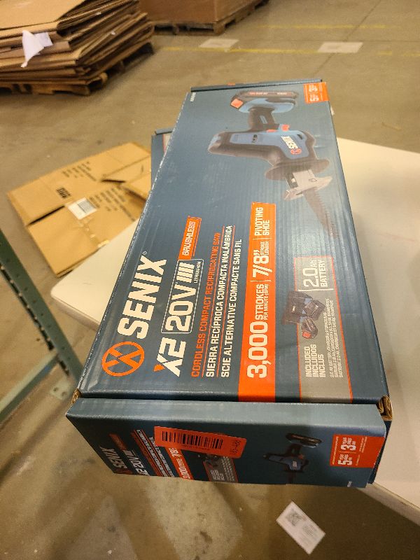 Photo 1 of SENIX PSRX2-M2-0 X2 20 Volt Max* 7/8-Inch Compact Reciprocating Saw Power Tool Set, Variable Speed, 3000 SPM Max, Tool-Less Blade Clamp, 3-Mode LED Light, Tool Only, Battery Not Included