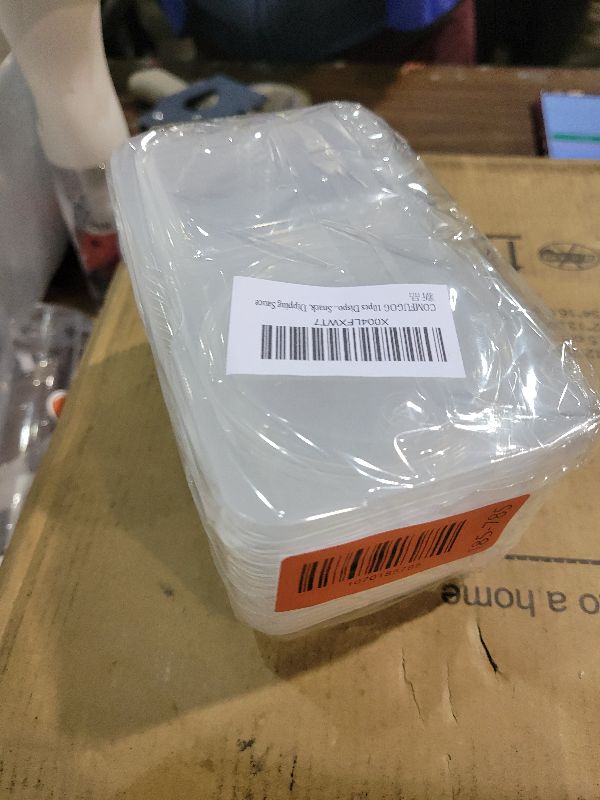 Photo 1 of 10pcs Double Compartment Condiment Container with Lids, Mini Plastic Snack Containers,BPA Free,Microwave Safe,Leakproof Food Storage, To Go Food Containers,Take Out Sauce Container