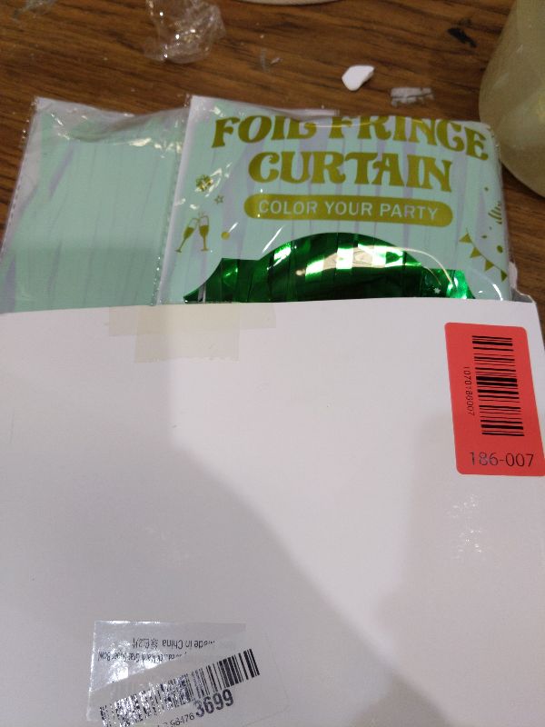 Photo 1 of 2 Pack Tinsel Backdrop, 3.28 FT x 7.05 FT Green Party Decorations, Metallic Football Backdrop Curtains Tinsel Curtains Streamer Backdrop, Party Supplies Wall Decor for Football Party Birthday