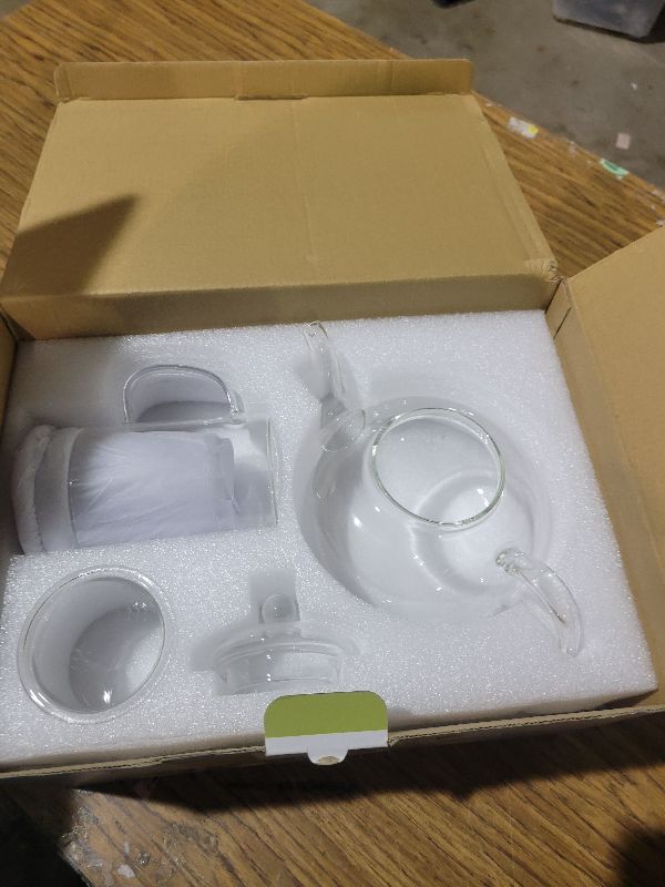 Photo 1 of 2-IN-1 Glass Tea Sets for Adults - Includes Glass Teapot and Mug with Infuser, Warmer Base, 4 Double Wall Glass Tea Cup - for Both Personal and Gathering Tea Time, Gifts for Tea Lovers