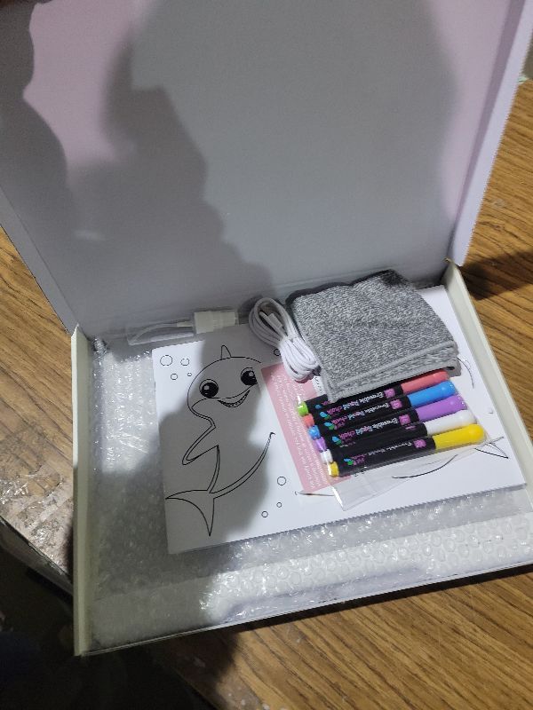 Photo 1 of 16-Inch Rechargeable Doodle Glow LED Note Board, 7-Color Light Modes, Neon Art Dry Erase Light Up Drawing Pad with Built-in Stand, Sketching Gift Toy for Kids/Girls/Teens, 5 Markers & Tracing Book