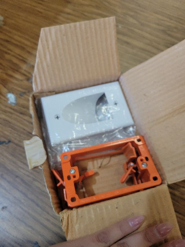 Photo 1 of 2 Pack Wall Plate Cable Pass Through with Bracket - In Wall Cable Management Kit - Recessed Cable Wall Plate Pair with Single Gang Low Voltage Mounting Bracket - Decorator Cover for Low Voltage Cables