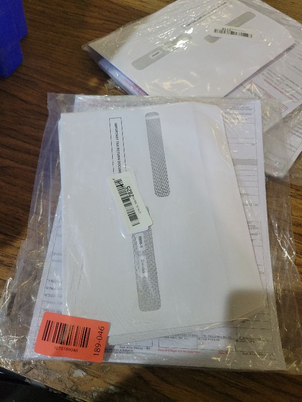 Photo 1 of 2025 Pre-Printed W2 4-Up Laser Tax Forms Set with Double-Window Envelopes, for 25 Employees