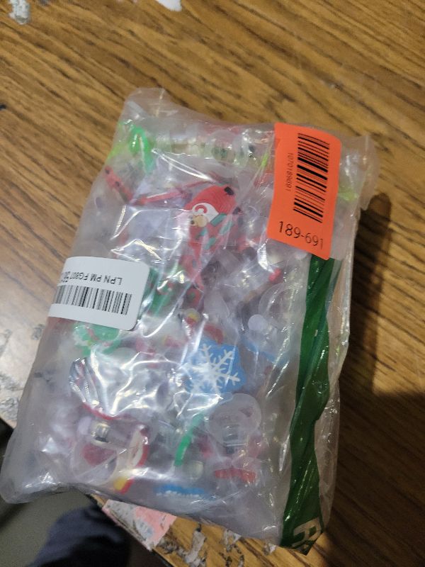 View 2 of 100PCS Christmas Party Favors Bulk Glow in The Dark Party Supplies LED Christmas Toys Bulk Light Up Necklace Bracelet Rings Xmas Toy Gifts for Stocking Stuffers Holiday Favors Classroom Rewards Prizes
