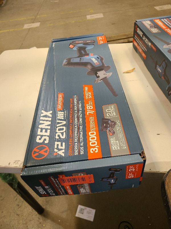 Photo 1 of SENIX PSRX2-M2-0 X2 20 Volt Max* 7/8-Inch Compact Reciprocating Saw Power Tool Set, Variable Speed, 3000 SPM Max, Tool-Less Blade Clamp, 3-Mode LED Light, Tool Only, Battery Not Included