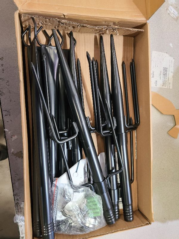 Photo 1 of 10Ft String Light Poles 4 Pack,Light Poles for Outside Lights,Outdoor with Fence Brackets Hanging Lights,Metal Stand Deck Patio Backyard