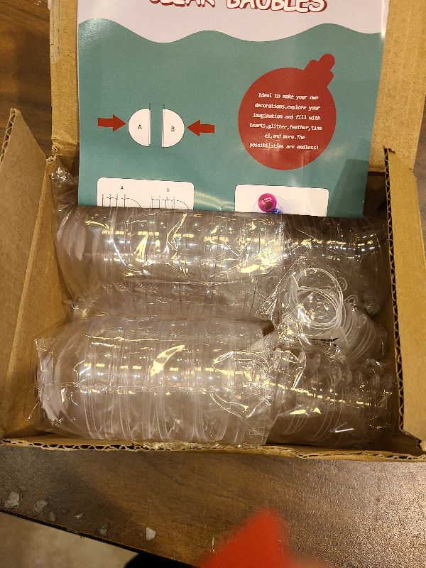 Photo 1 of 25 Set 50PCS Clear Plastic Fillable Ornaments,Transparent DIY Craft Ball,Clear DIY Christmas Ornament 5 Different Sizes for Wedding,Party,Home Decor