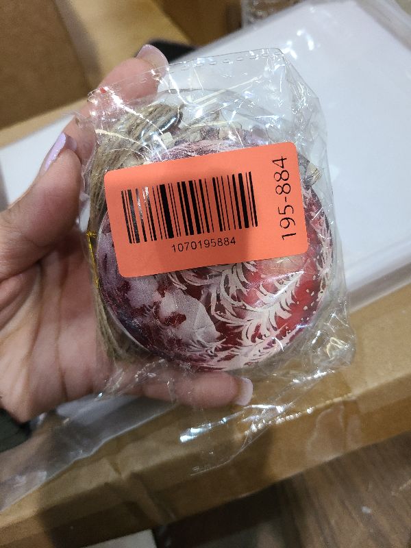 Photo 1 of 12Pcs Christmas Wooden Ornaments Red Gift Ball Tree Decorations Snowflake Xmas Trees Hanging Ornaments with Double Sided Printing Design Santa Decorations for Winter Holiday Party Home Supplies