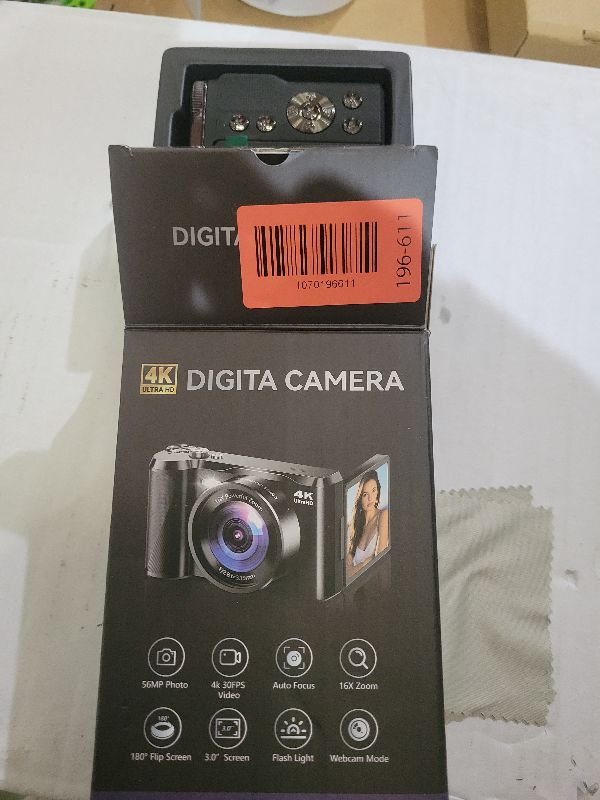 Photo 1 of 4K Digital Camera for Photography- 56MP Autofocus Vlogging Camera with 3" 180° Flip Screen, 16X Zoom, Flash- Digital Point and Shoot Camera for Travel & Home- Portable Gift for Teens & Beginners