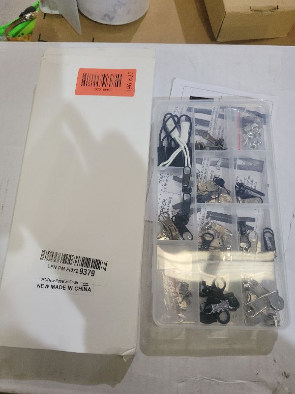 Photo 1 of 254 Pcs Zipper Repair Kit with Case Include Zipper Replacement and Pull, Universal Zippers Replacement kit for Cloting, Jackets, Coat, Boot, Backpack, Purse and Outdoor Gear