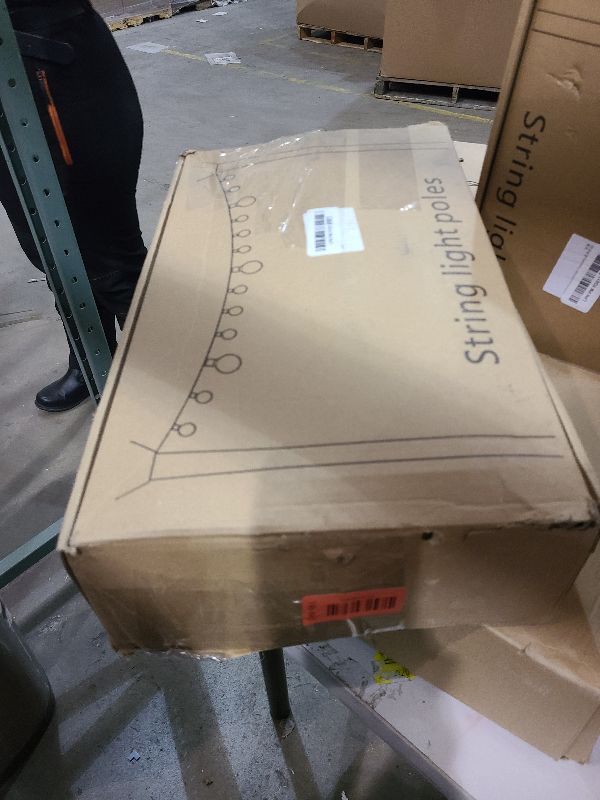 Photo 1 of 10Ft String Light Poles 4 Pack,Light Poles for Outside Lights,Outdoor with Fence Brackets Hanging Lights,Metal Stand Deck Patio Backyard