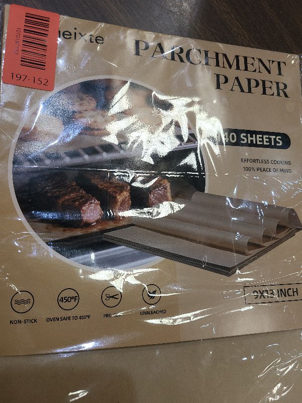 Photo 1 of 140 Parchment Paper Sheets 9x13 Inch | Precut Unbleached Baking Paper Sheets for Oven, Air Fryer, Cookies, Bread, Pizza | Non-Stick, Greaseproof Liners | Natural Brown Parchment for Baking