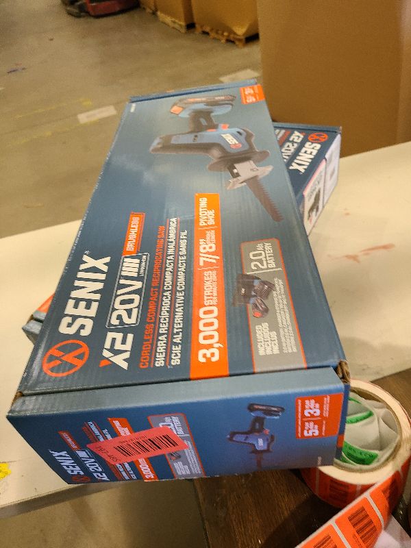 Photo 1 of SENIX PSRX2-M2-0 X2 20 Volt Max* 7/8-Inch Compact Reciprocating Saw Power Tool Set, Variable Speed, 3000 SPM Max, Tool-Less Blade Clamp, 3-Mode LED Light, Tool Only, Battery Not Included