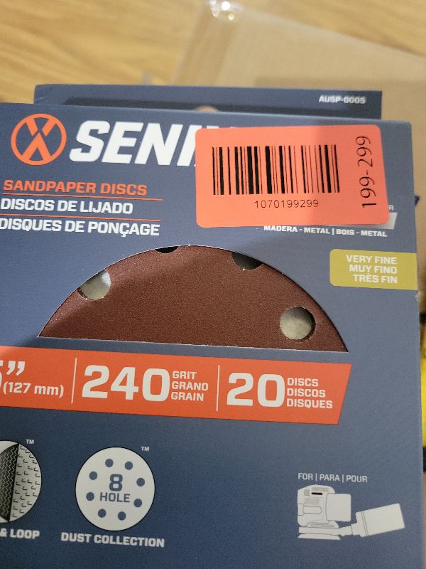 Photo 1 of 240 Grit Mouse Sander Sandpaper, Jamiikury 5 Hole Detail Sander Sandpaper Palm Sander Paper Mouse Sanding Pads Hook and Loop Sanding Sheets - Pack of 20