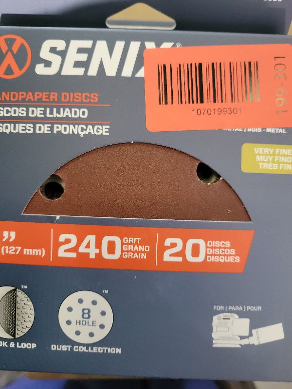 Photo 1 of 240 Grit Mouse Sander Sandpaper, Jamiikury 5 Hole Detail Sander Sandpaper Palm Sander Paper Mouse Sanding Pads Hook and Loop Sanding Sheets - Pack of 20